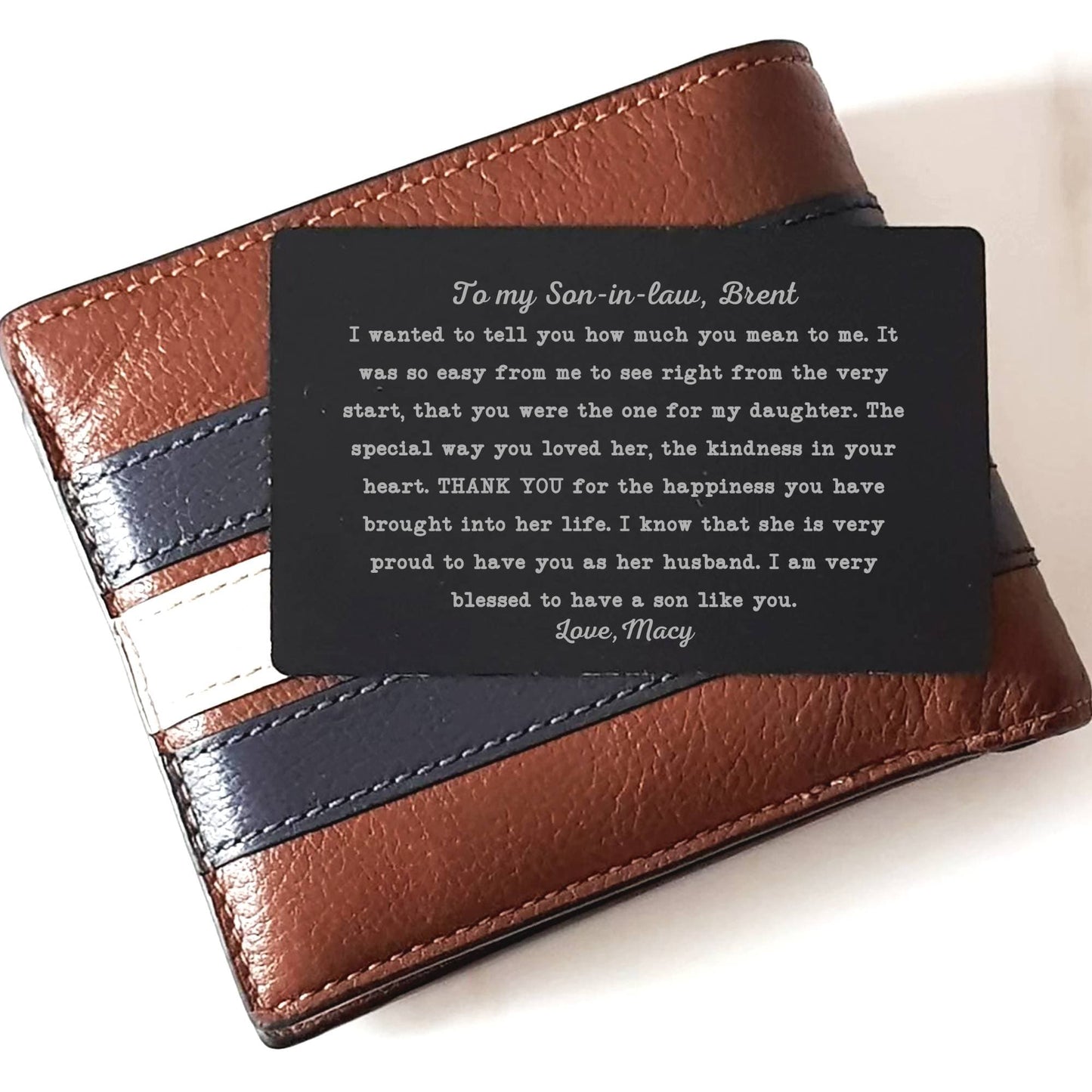 Personalized Son-in-law from parents In law Metal Wallet Insert Card