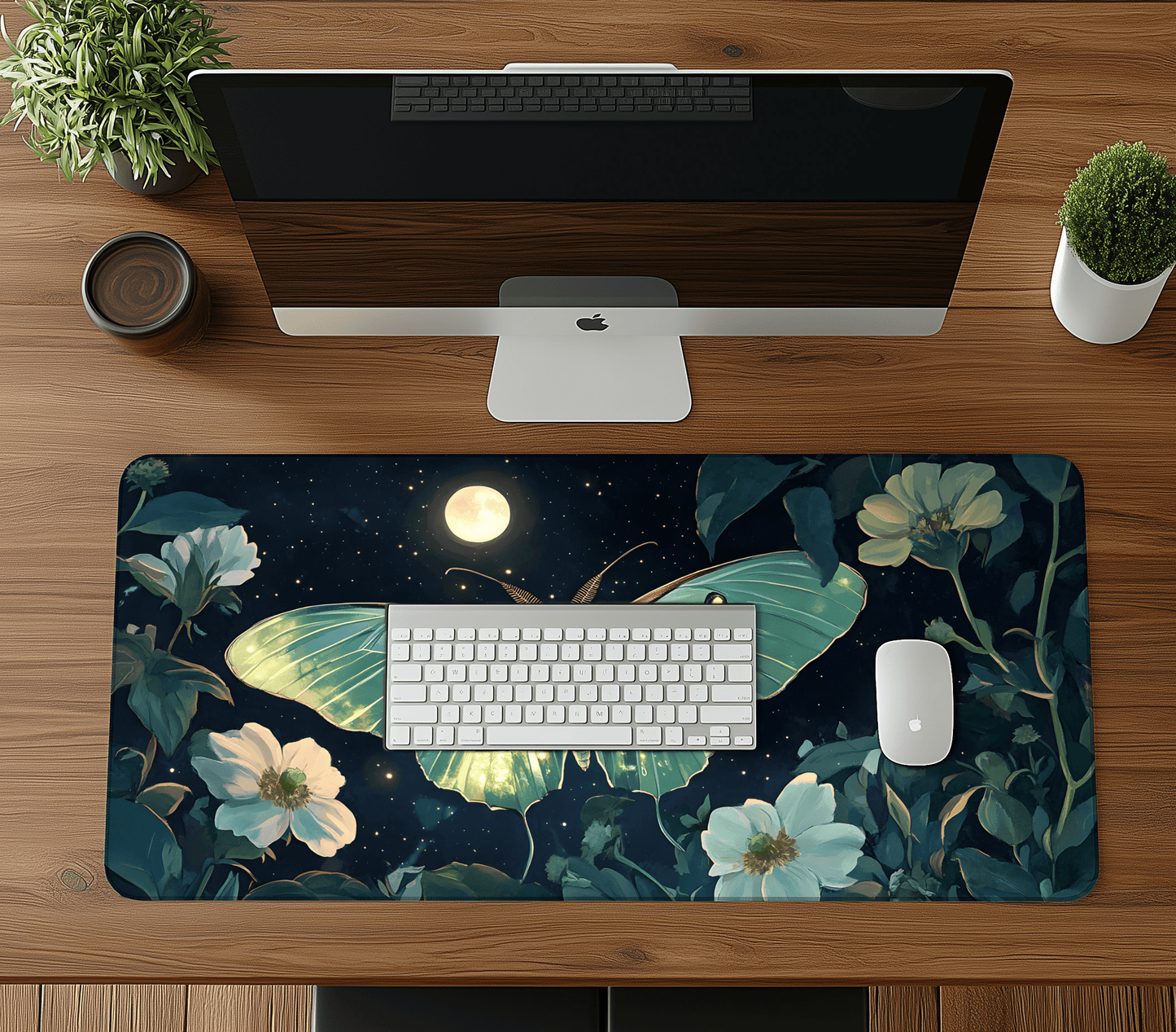 Celestial Luna Moth Deskmat Cottagecore Celestial Luna Moth Desk Mat, Whimsigoth Mouse pad