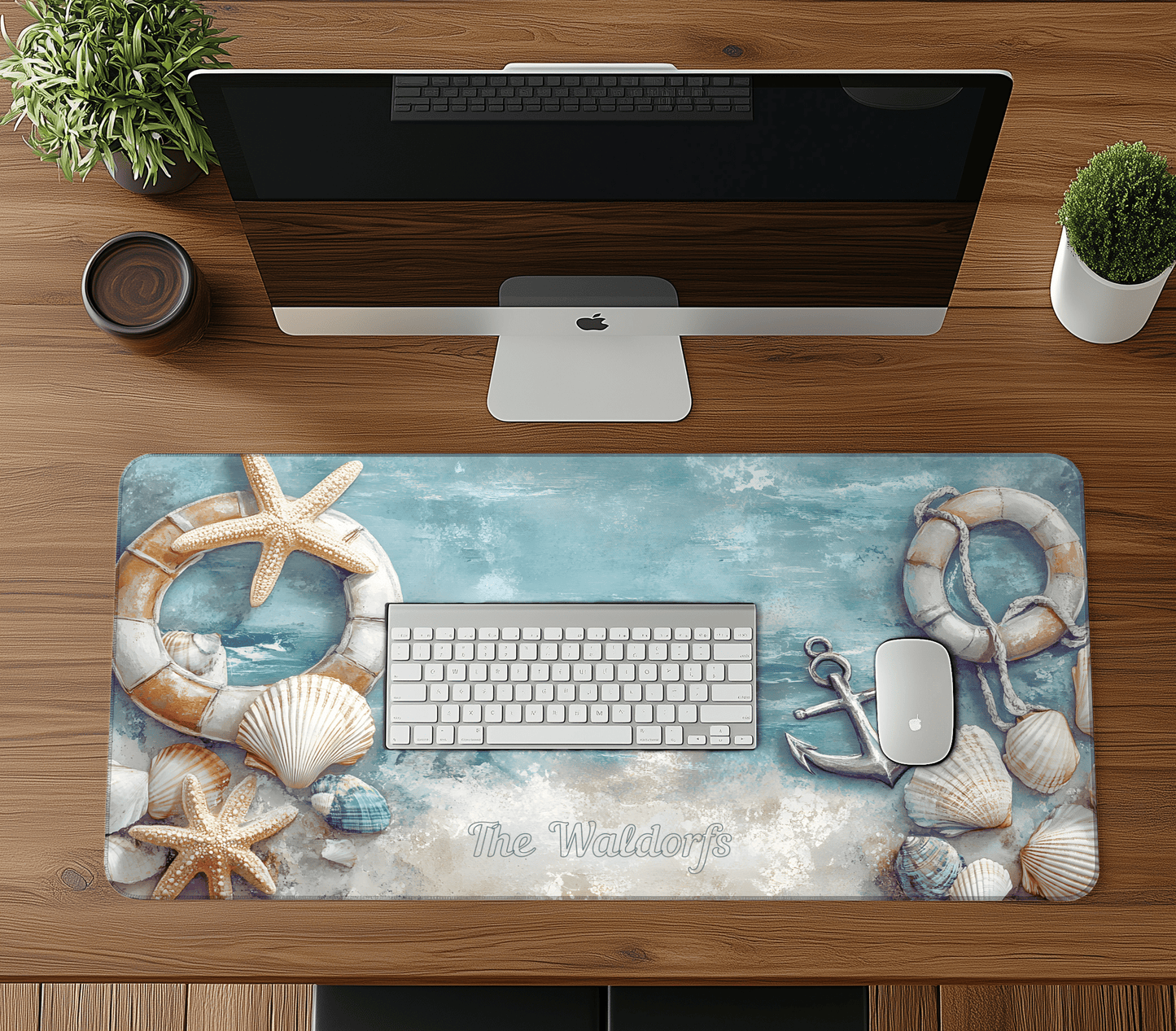 Personalized Beach Decor Extra large desk mat, Nautical extended mousepad Lake House decor