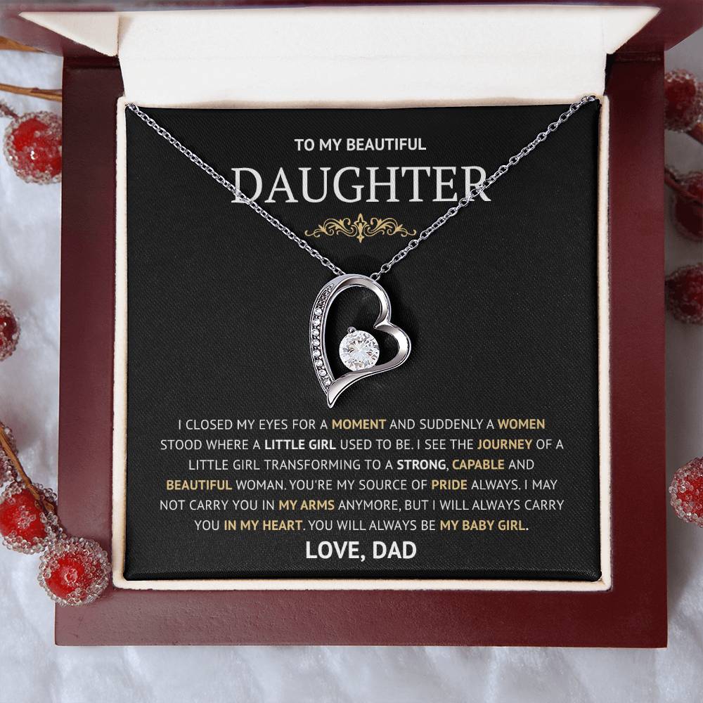 To my Daughter Forever Love Necklace, Birthday Gift from Dad, Graduation Gift for Daughter Gold