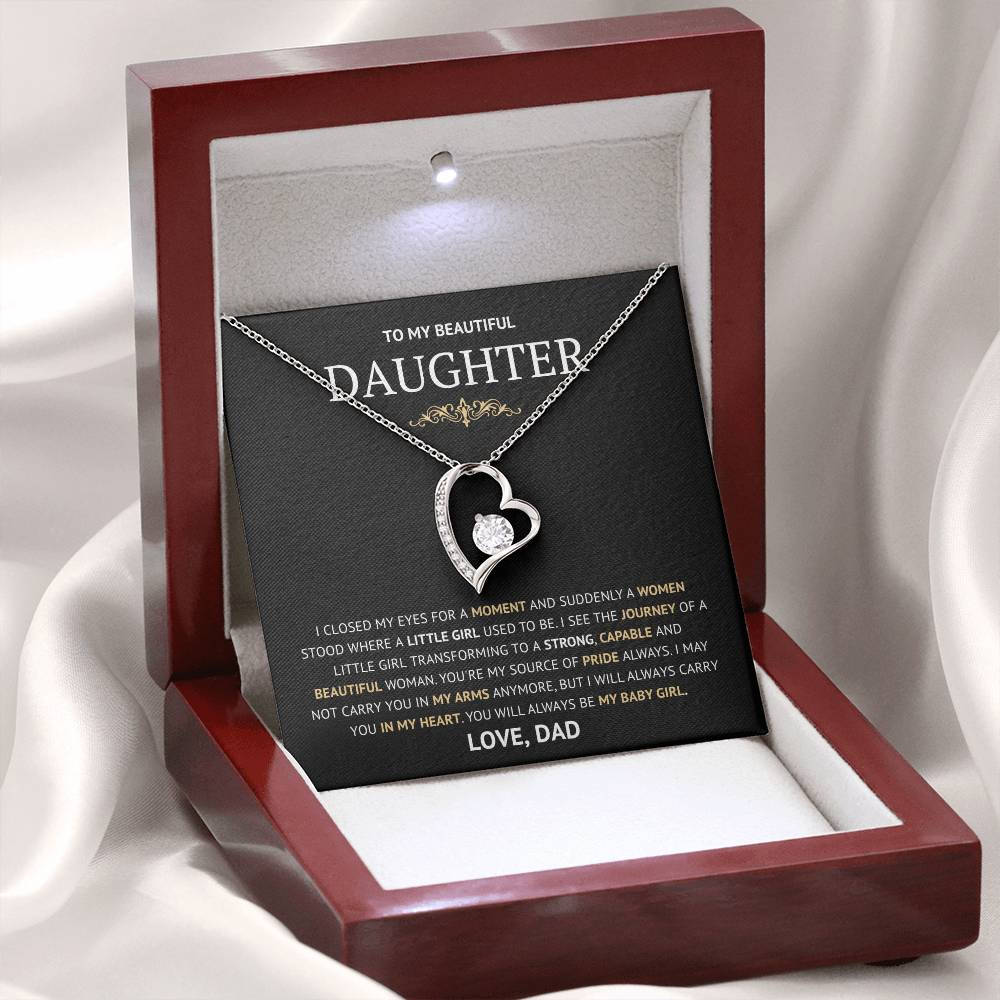 To my Daughter Forever Love Necklace, Birthday Gift from Dad, Graduation Gift for Daughter Gold