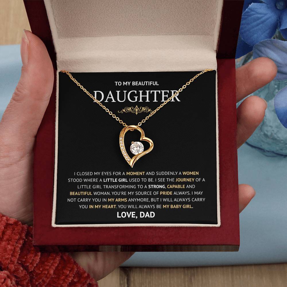 To my Daughter Forever Love Necklace, Birthday Gift from Dad, Graduation Gift for Daughter Gold