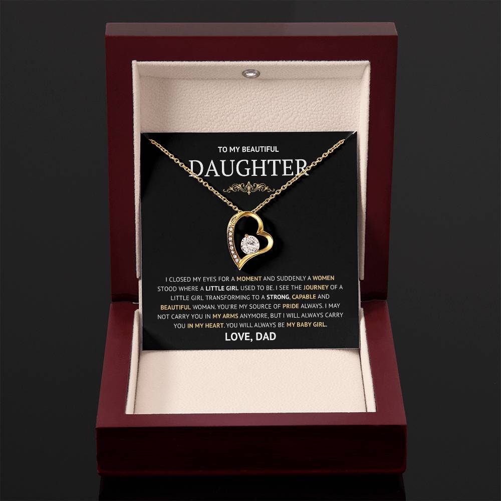 To my Daughter Forever Love Necklace, Birthday Gift from Dad, Graduation Gift for Daughter Gold