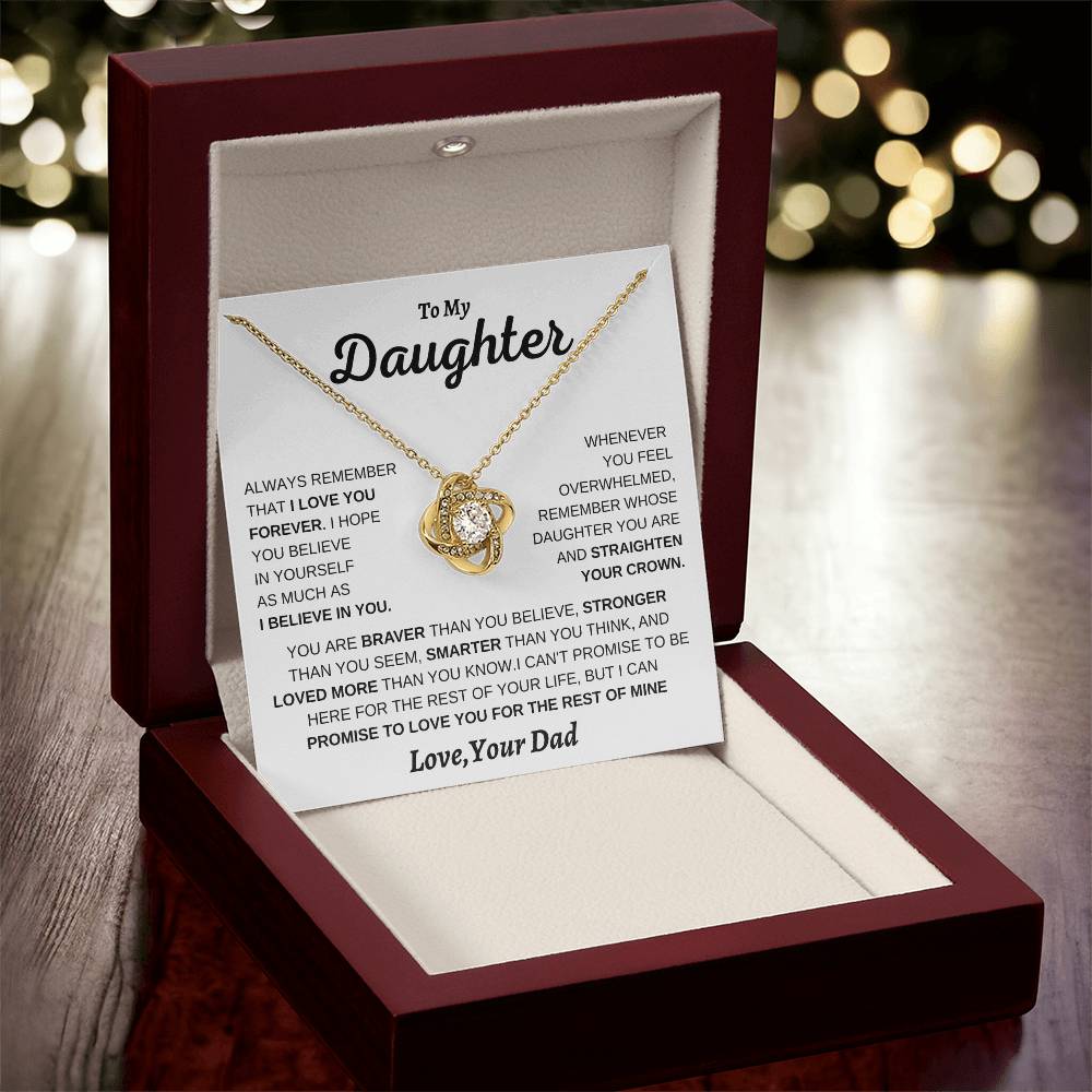 Daughter Braver Stronger LoveKnot Necklace