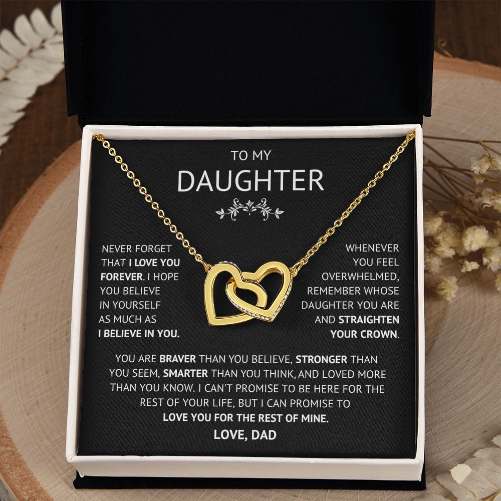 To my Daughter Interlocking Heart Necklace, Birthday Gift from Dad, Graduation Gift for Daughter