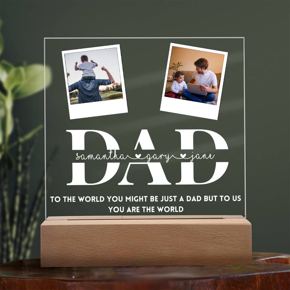 Personalized 2 photo frame from kids for dad, Father's day, Birthday Gift