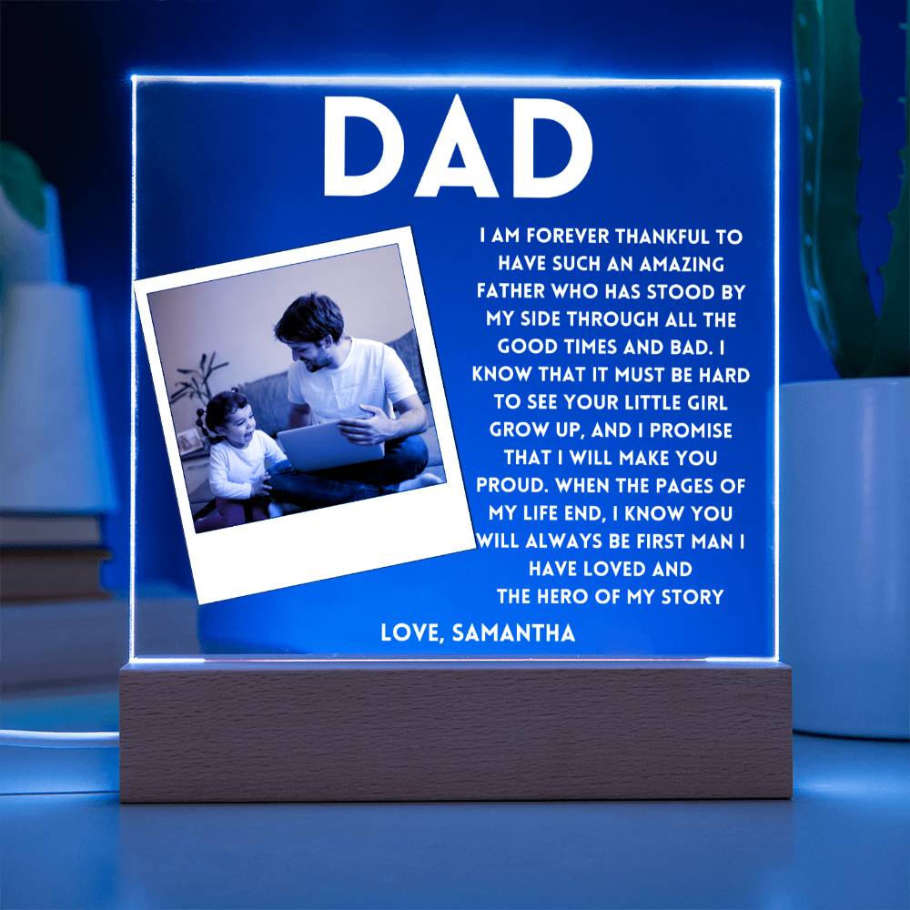 Personalized Photo frame for Dad Forever Thankful Father's day Gift