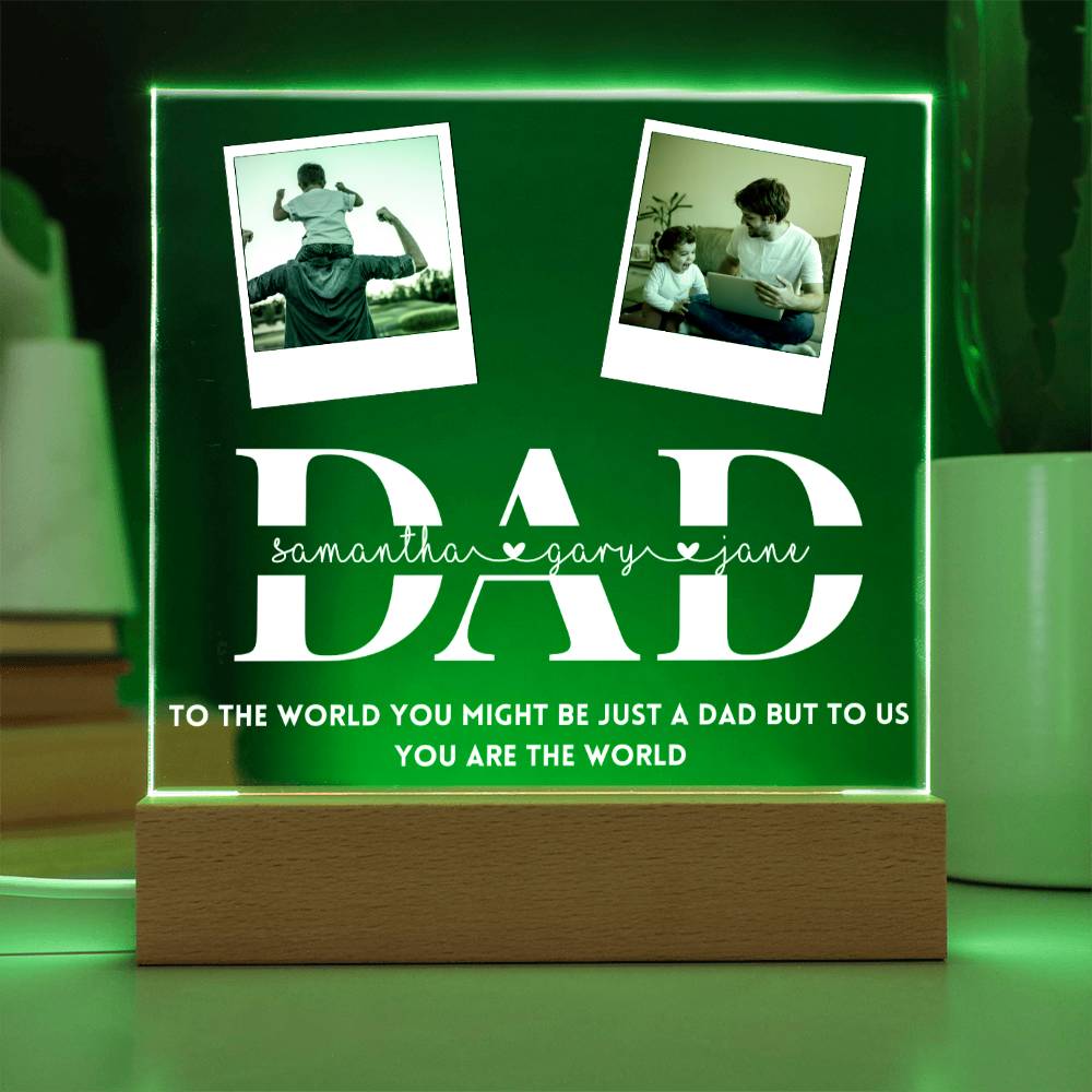 Personalized 2 photo frame from kids for dad, Father's day, Birthday Gift