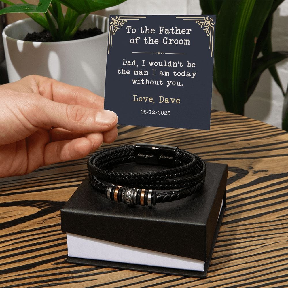 Father of the Groom Gift from Groom, Vegan Leather Bracelet for Dad, Best Dad Ever