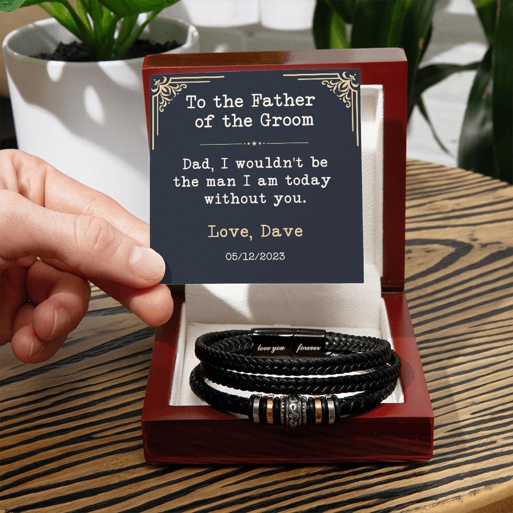 Father of the Groom Gift from Groom, Vegan Leather Bracelet for Dad, Best Dad Ever