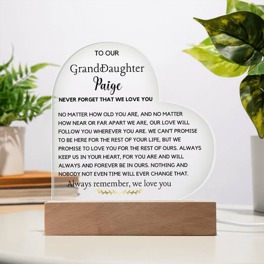 Personalized Granddaughter Heart Acrylic Gift from Grandpa or Grandma