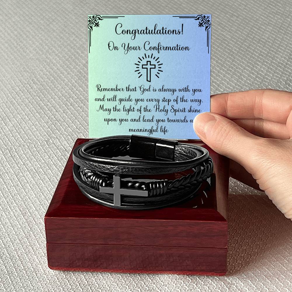 Motivational christian gifts for men,Bible verse vegan leather mens bracelet,Trendy christian bracelet, Christian Gifts teenage boys Baptism