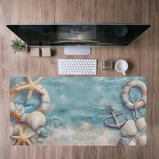 Personalized Beach Decor Extra large desk mat, Nautical extended mousepad Lake House decor