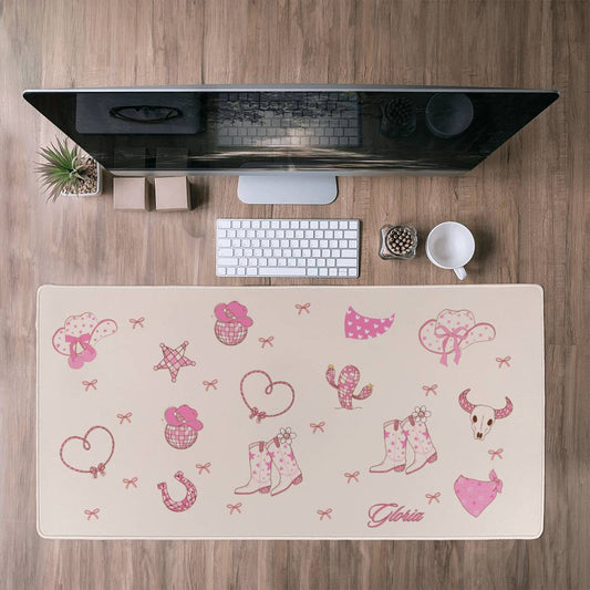 Cowboy Disco Home decor Cowgirl Coquette deskmat Cute pink desk mat Danish Pastel Aesthetic Soft Girl aesthetic custom desk pad