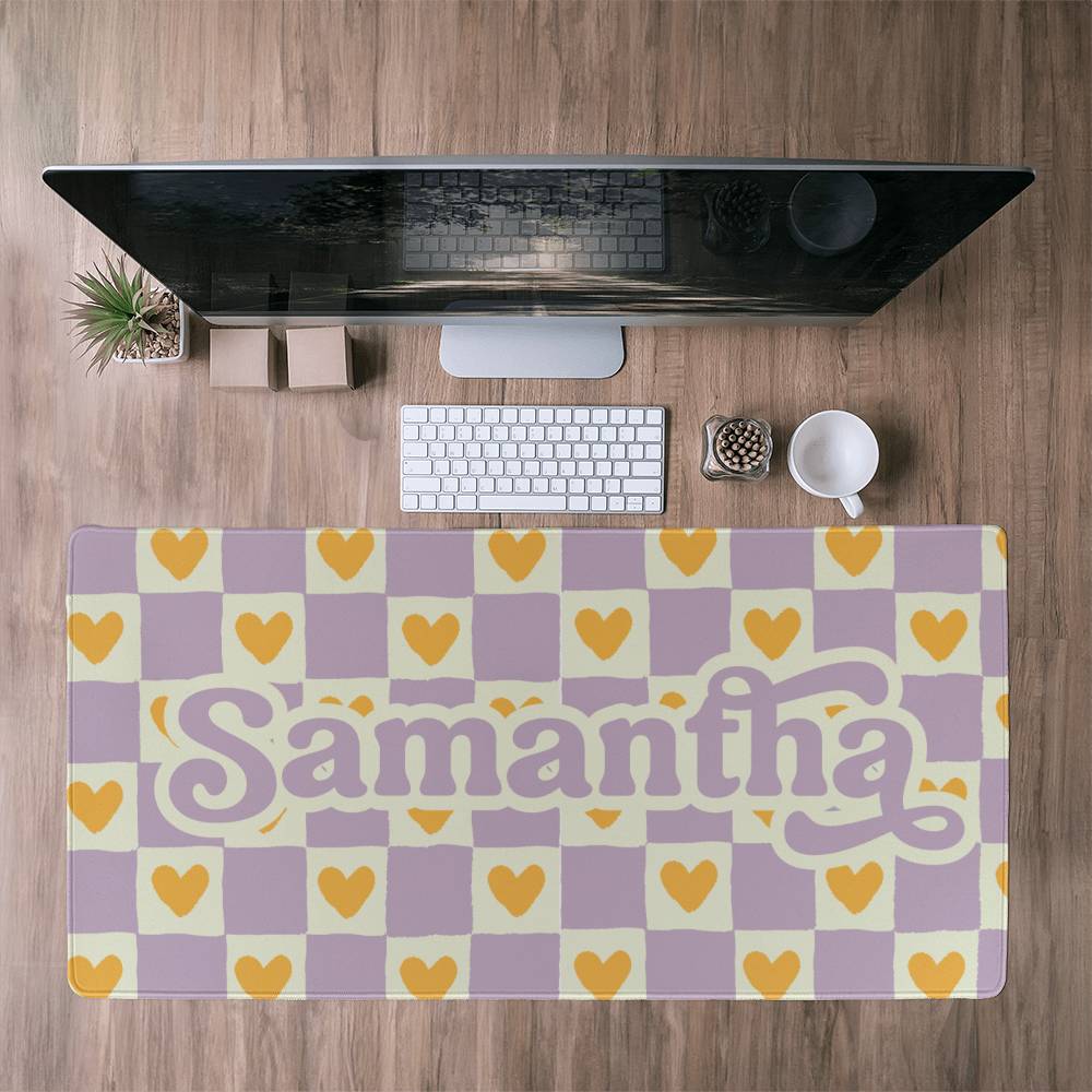 Personalized Retro checkerboard Desk mat, Cute desk decor, Custom long desk pad Y2k desk accessories Large xxl desk mat large mousepad