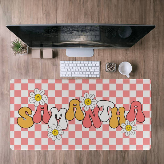 Personalized Retro Daisy Desk mat, Cute desk decor, Custom long desk pad Y2k desk accessories Large Kawaii mat large mousepad