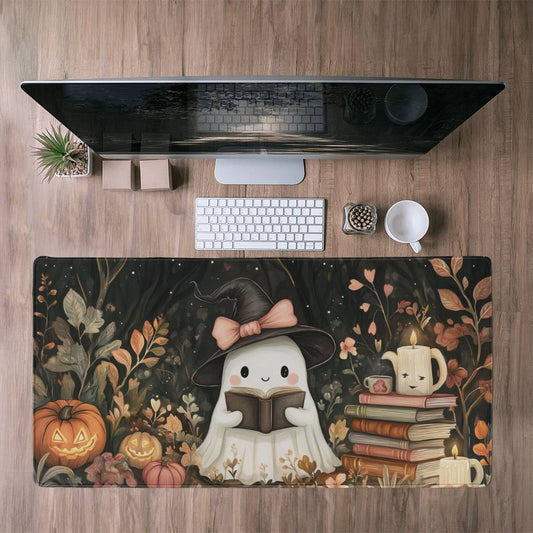 Coquette ghost mouse pad, halloween mousepad, Halloween Cottagecore computer keyboard mat