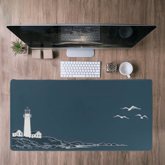 New England Decor Lighthouse Computer desk mat Nautical extra large Desk pad Beach house office decor