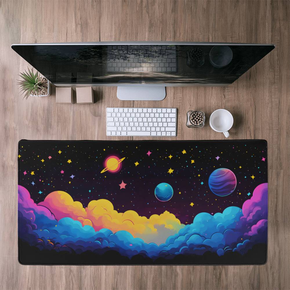 Black Blue Celestial Desk Mat Gaming Mouse Pad Large Mousepad Extra Large Keyboard Mousepad Desk Pad for Work Game Office Home XL