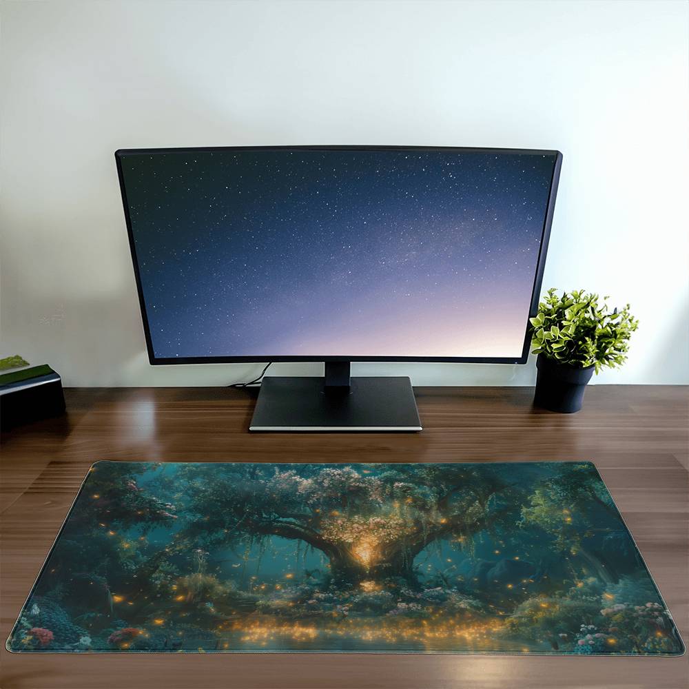 Ghibli inspired magical forest desk mat mousepad for gamers, Gift for Gamer, Gaming desk mat