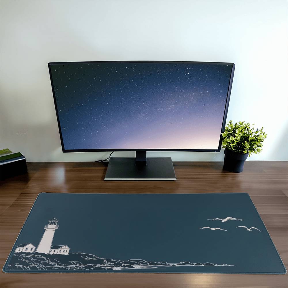 New England Decor Lighthouse Computer desk mat Nautical extra large Desk pad Beach house office decor