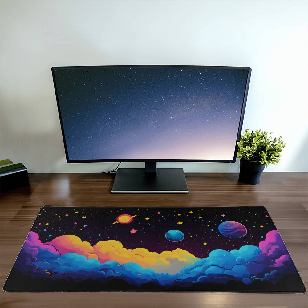 Black Blue Celestial Desk Mat Gaming Mouse Pad Large Mousepad Extra Large Keyboard Mousepad Desk Pad for Work Game Office Home XL