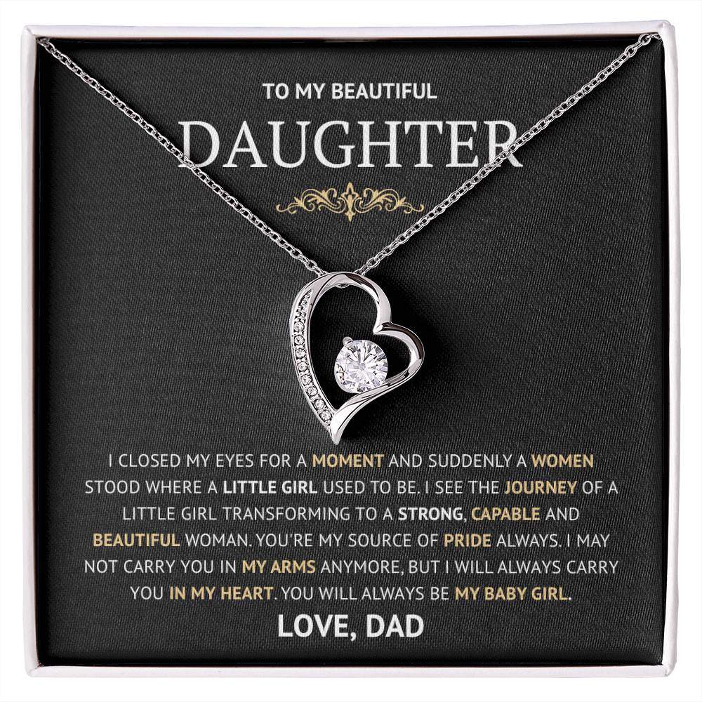 To my Daughter Forever Love Necklace, Birthday Gift from Dad, Graduation Gift for Daughter Gold