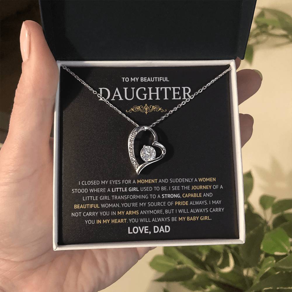 To my Daughter Forever Love Necklace, Birthday Gift from Dad, Graduation Gift for Daughter Gold