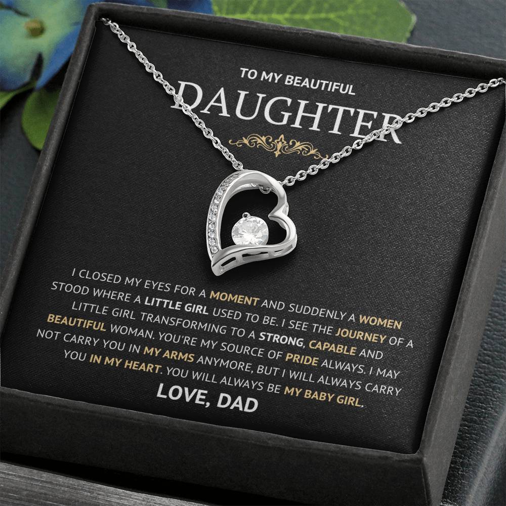 To my Daughter Forever Love Necklace, Birthday Gift from Dad, Graduation Gift for Daughter Gold