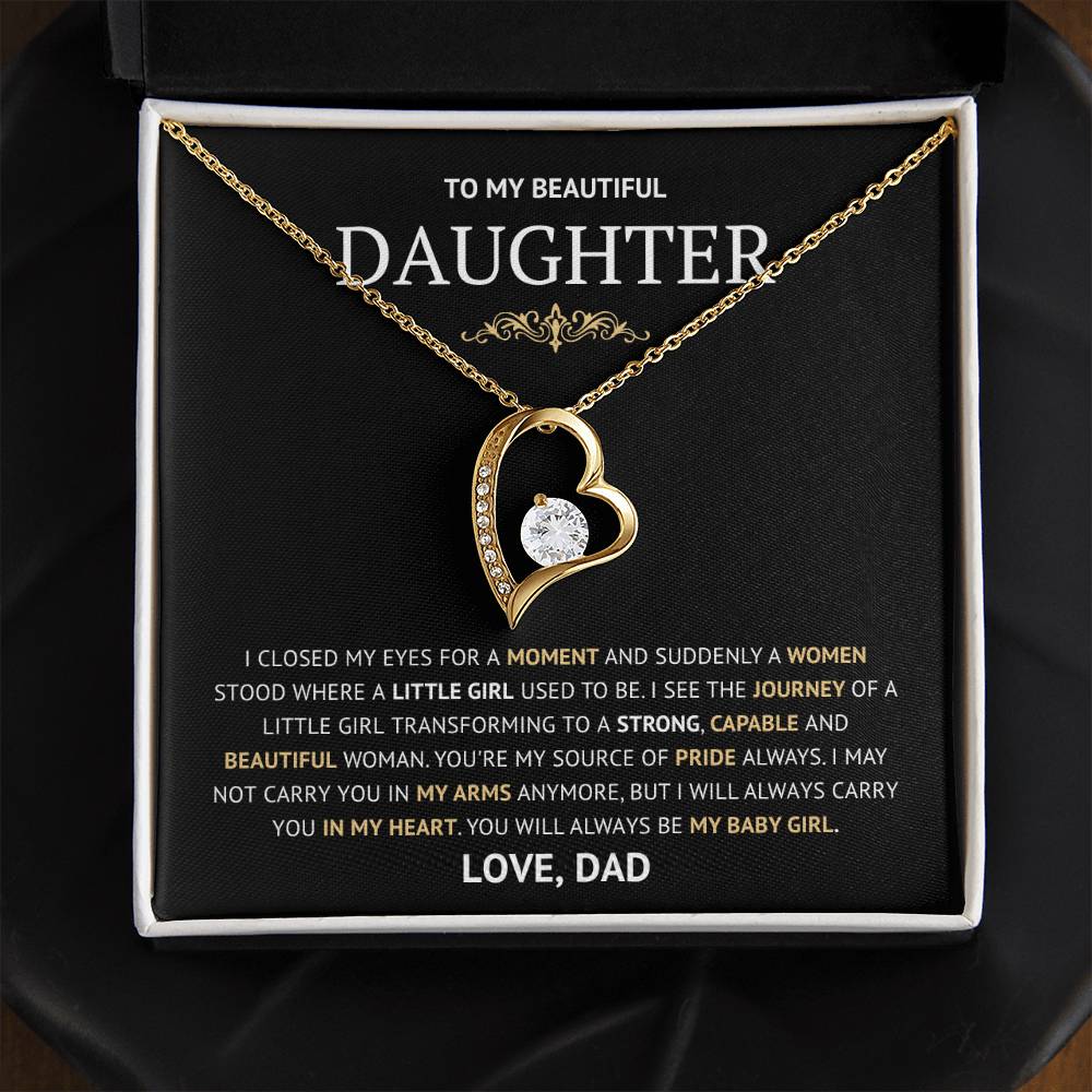 To my Daughter Forever Love Necklace, Birthday Gift from Dad, Graduation Gift for Daughter Gold