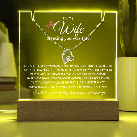 To my Wife, We are Perfect Together Acrylic Plaque with Forever Love Necklace