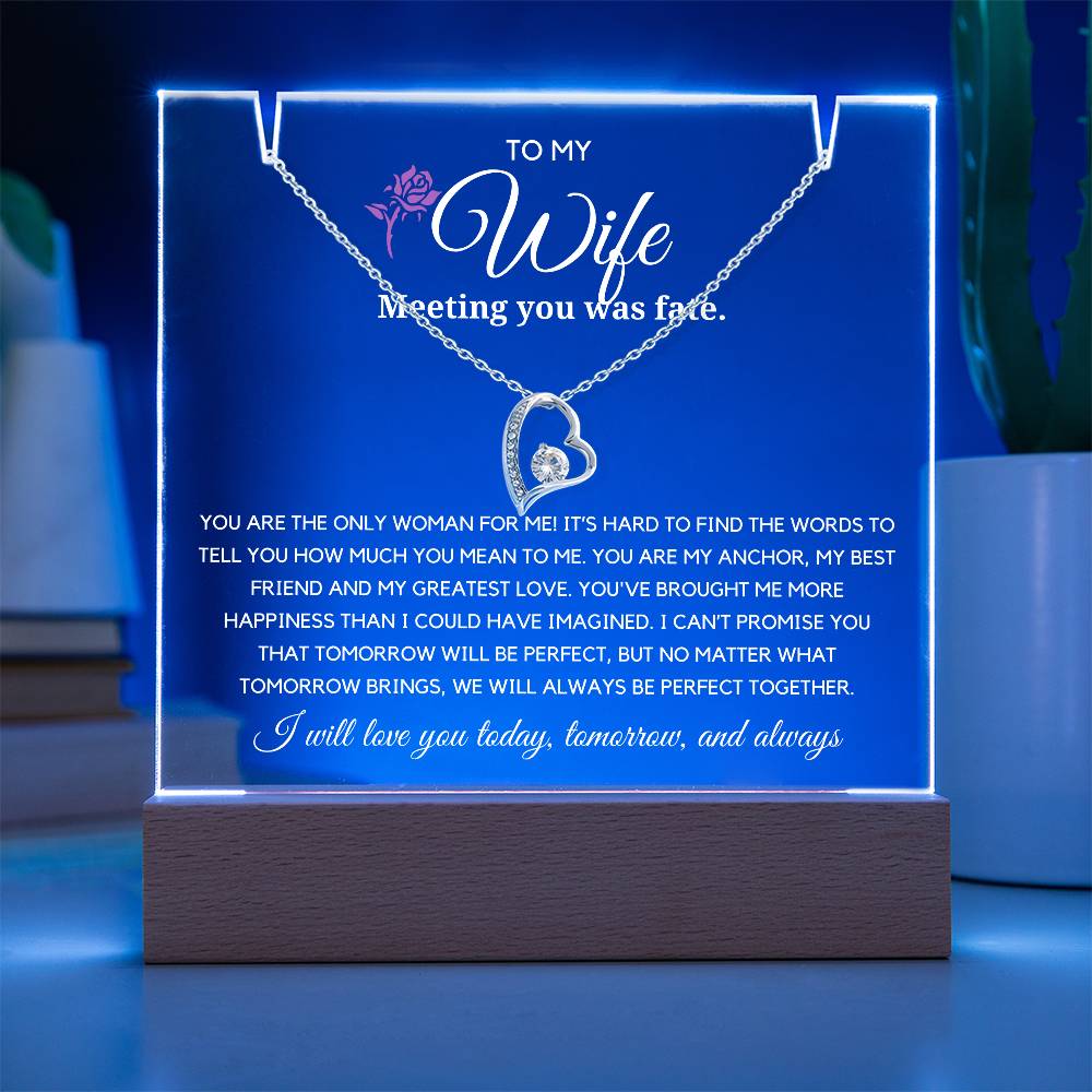 To my Wife, We are Perfect Together Acrylic Plaque with Forever Love Necklace