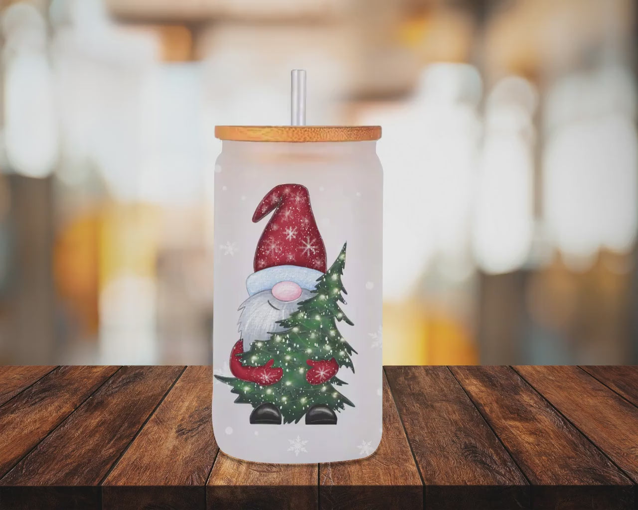 Christmas Gnomes Iced Coffee Cup Xmas Frosted Tumblers Christmas party Beer Glass gift Tumbler & straw Christmas Vacation Tumbler