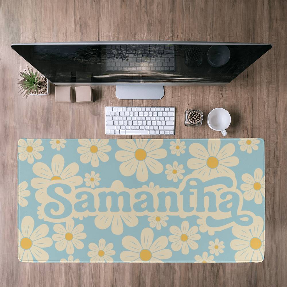 Personalized Retro Daisy Desk mat, Cute desk decor, Custom long desk pad Y2k desk accessories Large Kawaii mat large mousepad