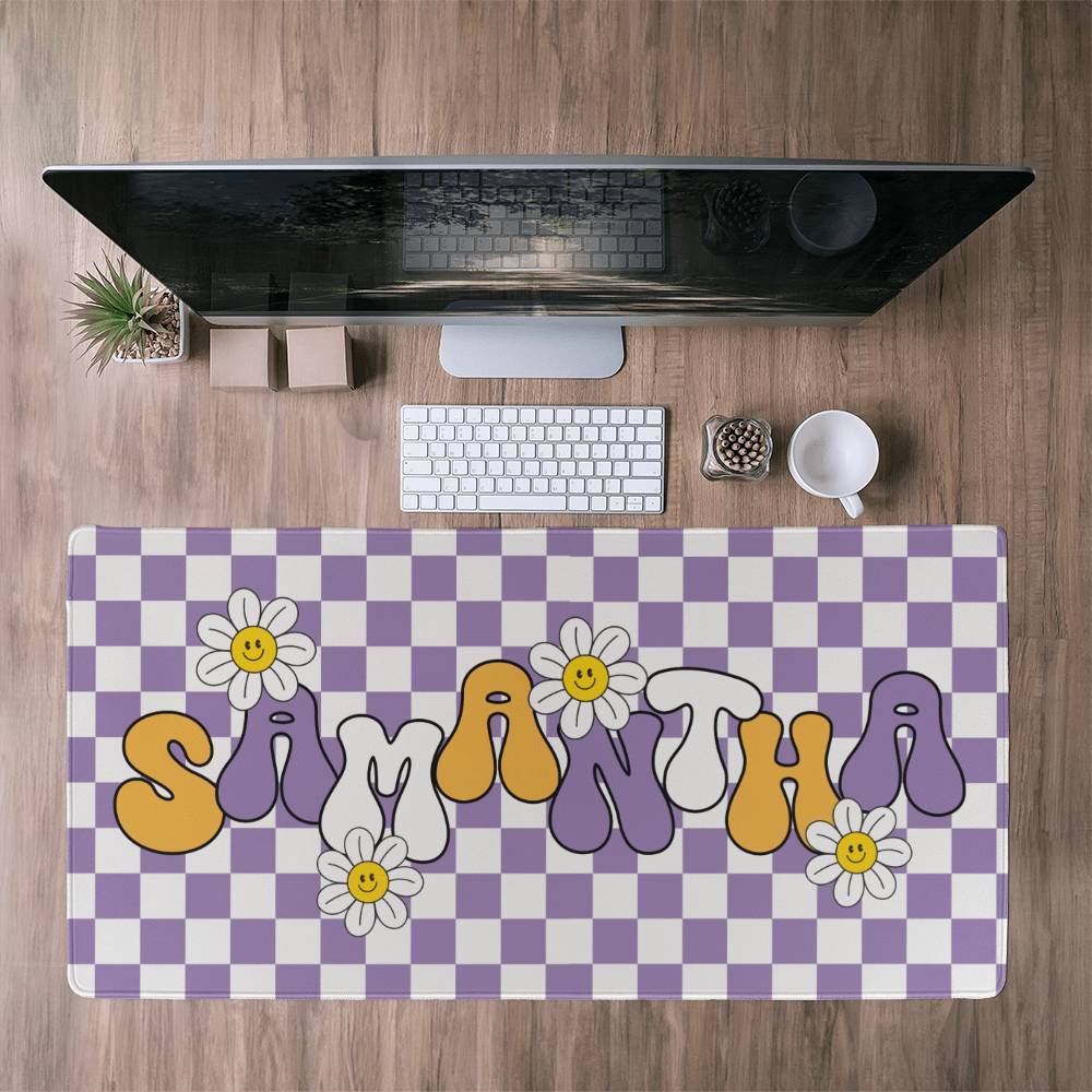 Personalized Retro Daisy Desk mat, Cute desk decor, Custom long desk pad Y2k desk accessories Large Kawaii mat large mousepad