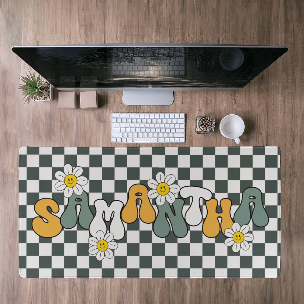 Personalized Retro Daisy Desk mat, Cute desk decor, Custom long desk pad Y2k desk accessories Large Kawaii mat large mousepad