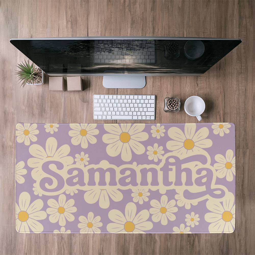 Personalized Retro Daisy Desk mat, Cute desk decor, Custom long desk pad Y2k desk accessories Large Kawaii mat large mousepad