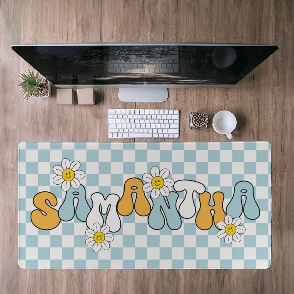 Personalized Retro Daisy Desk mat, Cute desk decor, Custom long desk pad Y2k desk accessories Large Kawaii mat large mousepad