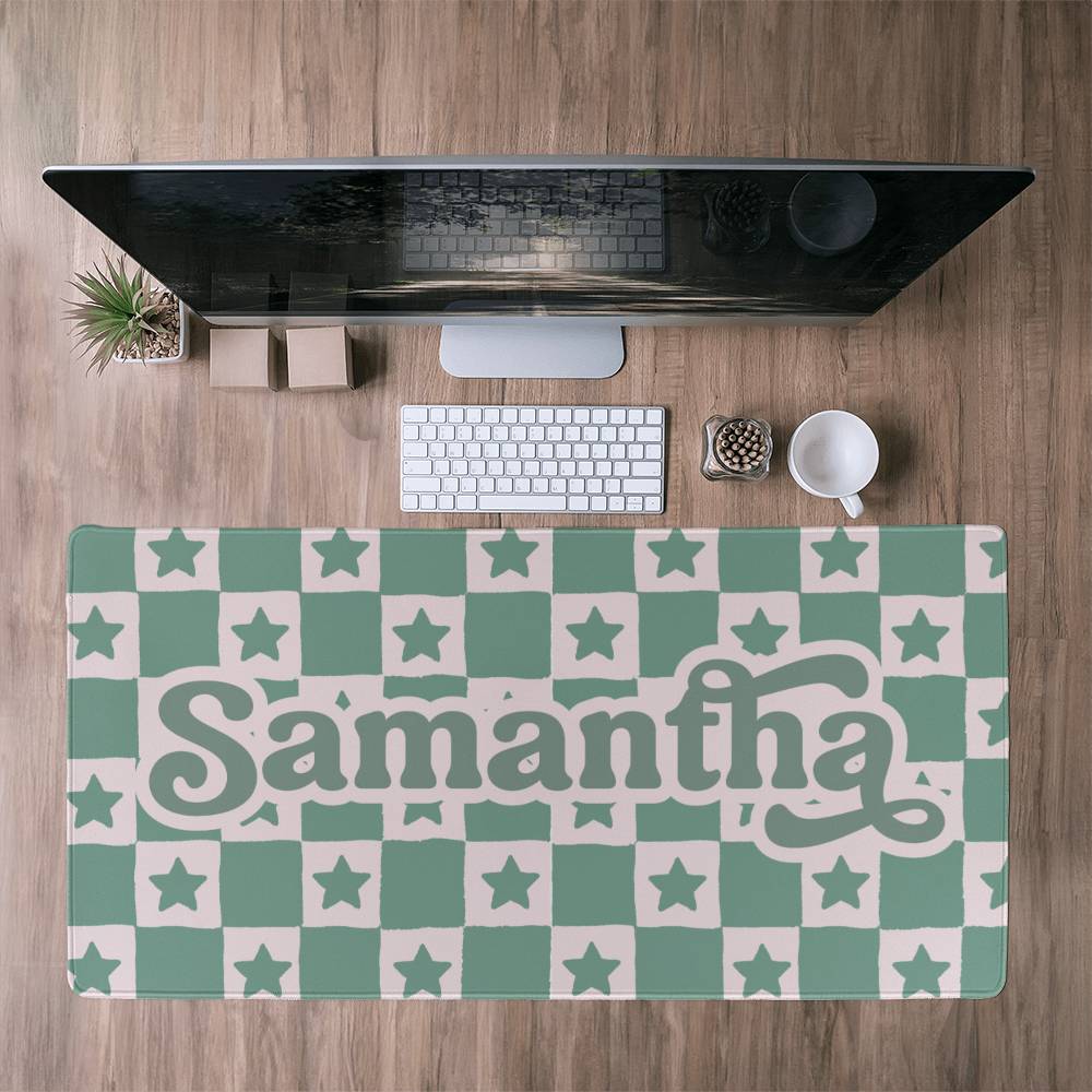 Personalized Retro checkerboard Desk mat, Cute desk decor, Custom long desk pad Y2k desk accessories Large xxl desk mat large mousepad