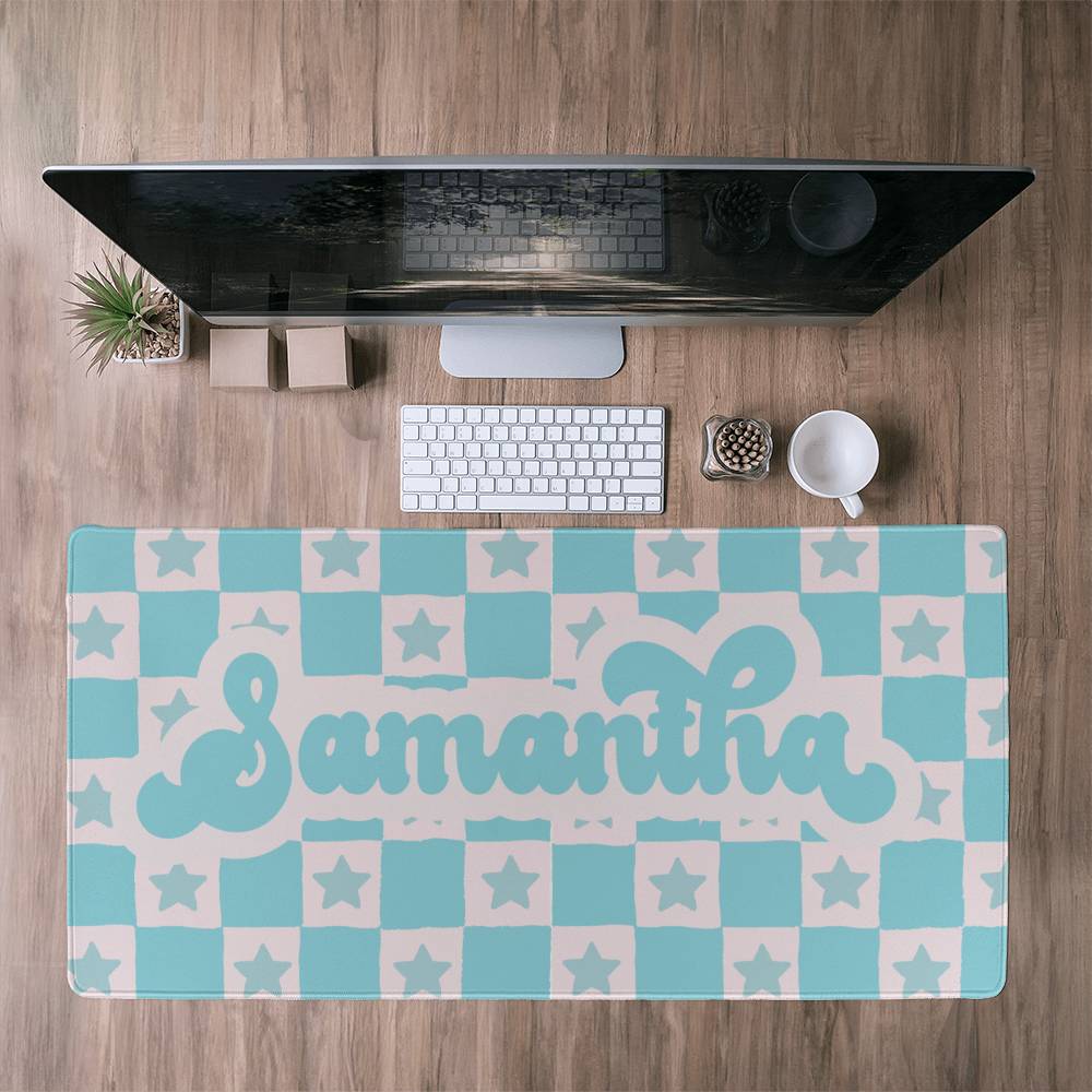 Personalized Retro checkerboard Desk mat, Cute desk decor, Custom long desk pad Y2k desk accessories Large xxl desk mat large mousepad