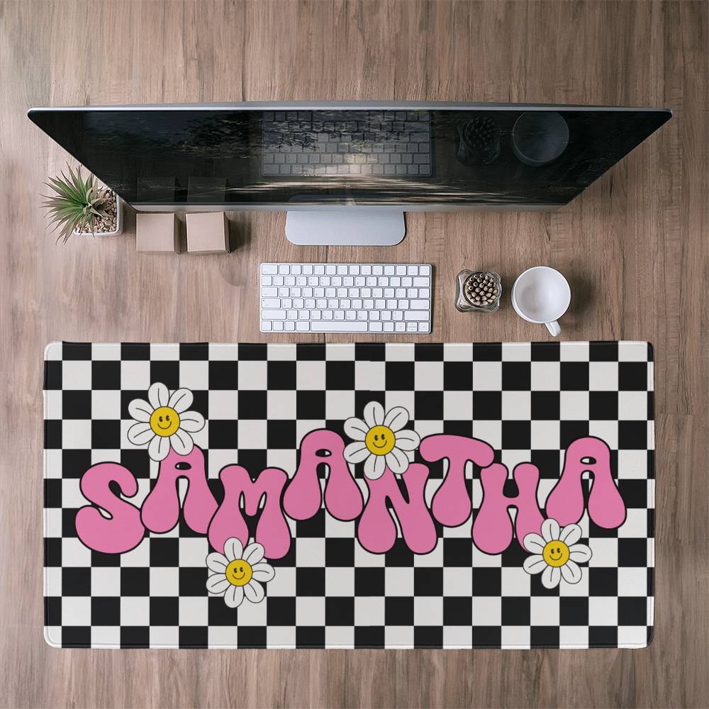 Personalized Retro Daisy Desk mat, Cute desk decor, Custom long desk pad Y2k desk accessories Large Kawaii mat large mousepad