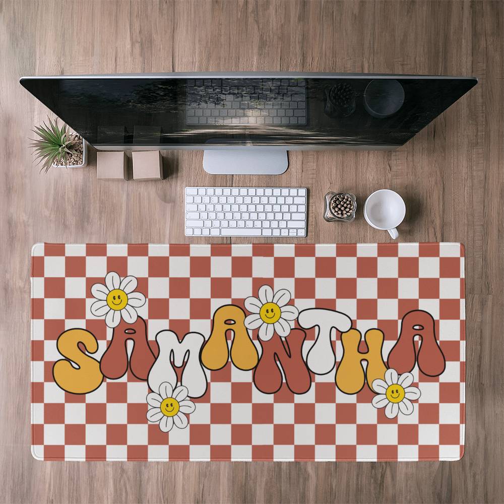 Personalized Retro Daisy Desk mat, Cute desk decor, Custom long desk pad Y2k desk accessories Large Kawaii mat large mousepad