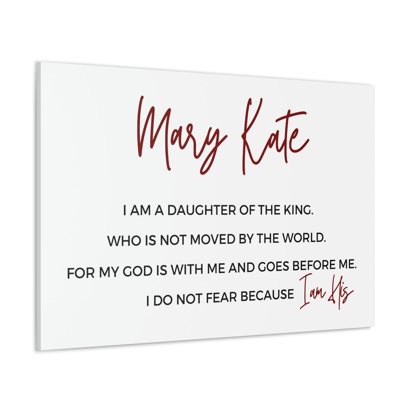 Personalized Christian Canvas Wall Art: 'I am the Daughter of the King'