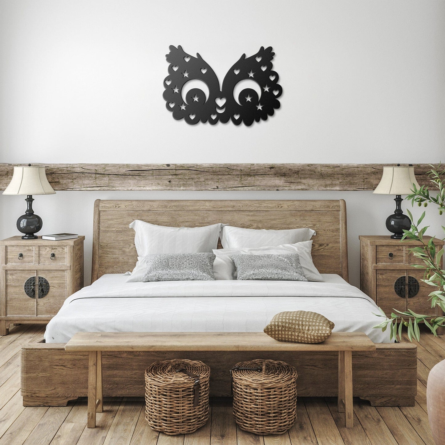 Owl Mask with Stars in its Eyes Metal Wall Art