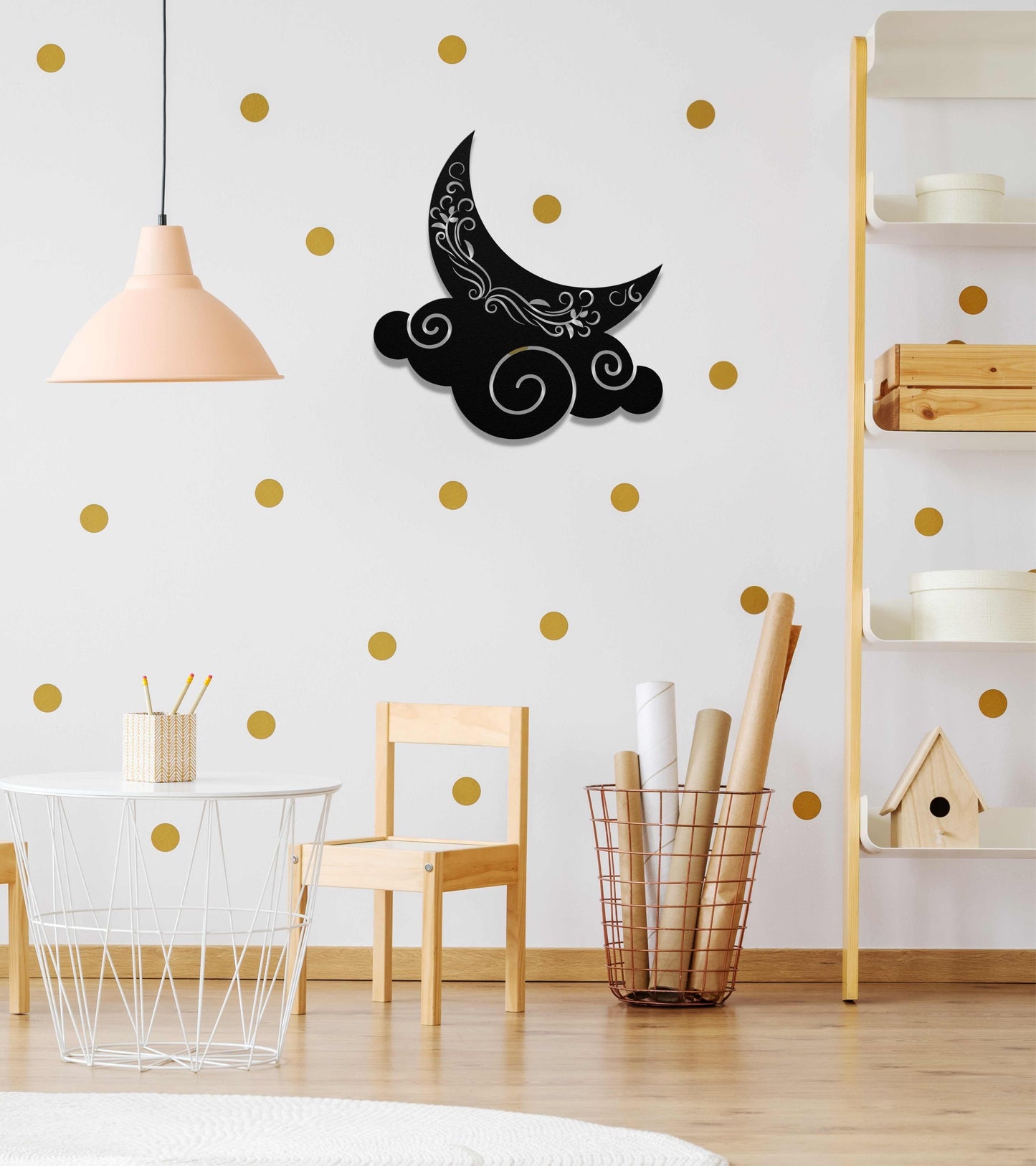 Whimsical crescent Moon Decorative metal wall art