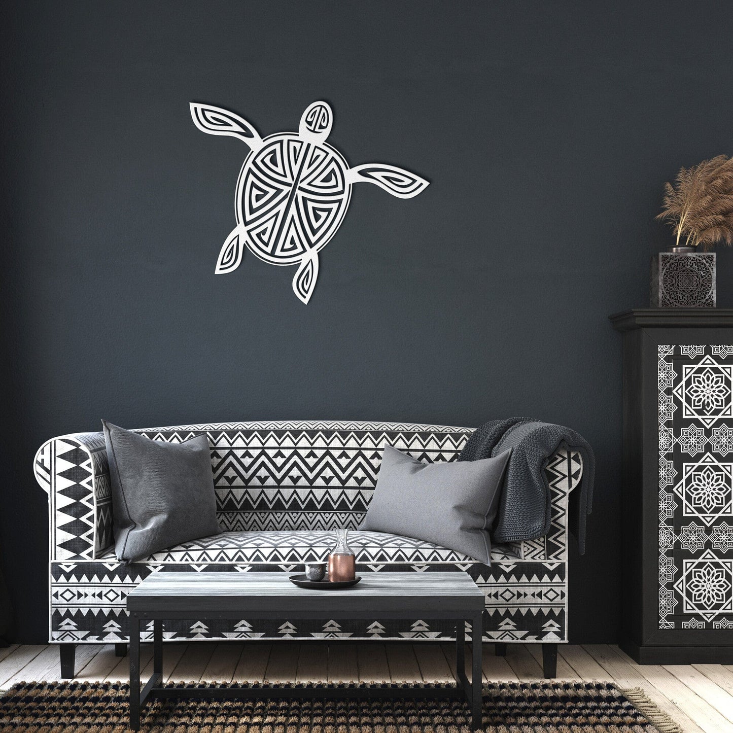 Tribal Turtle Metal Wall art