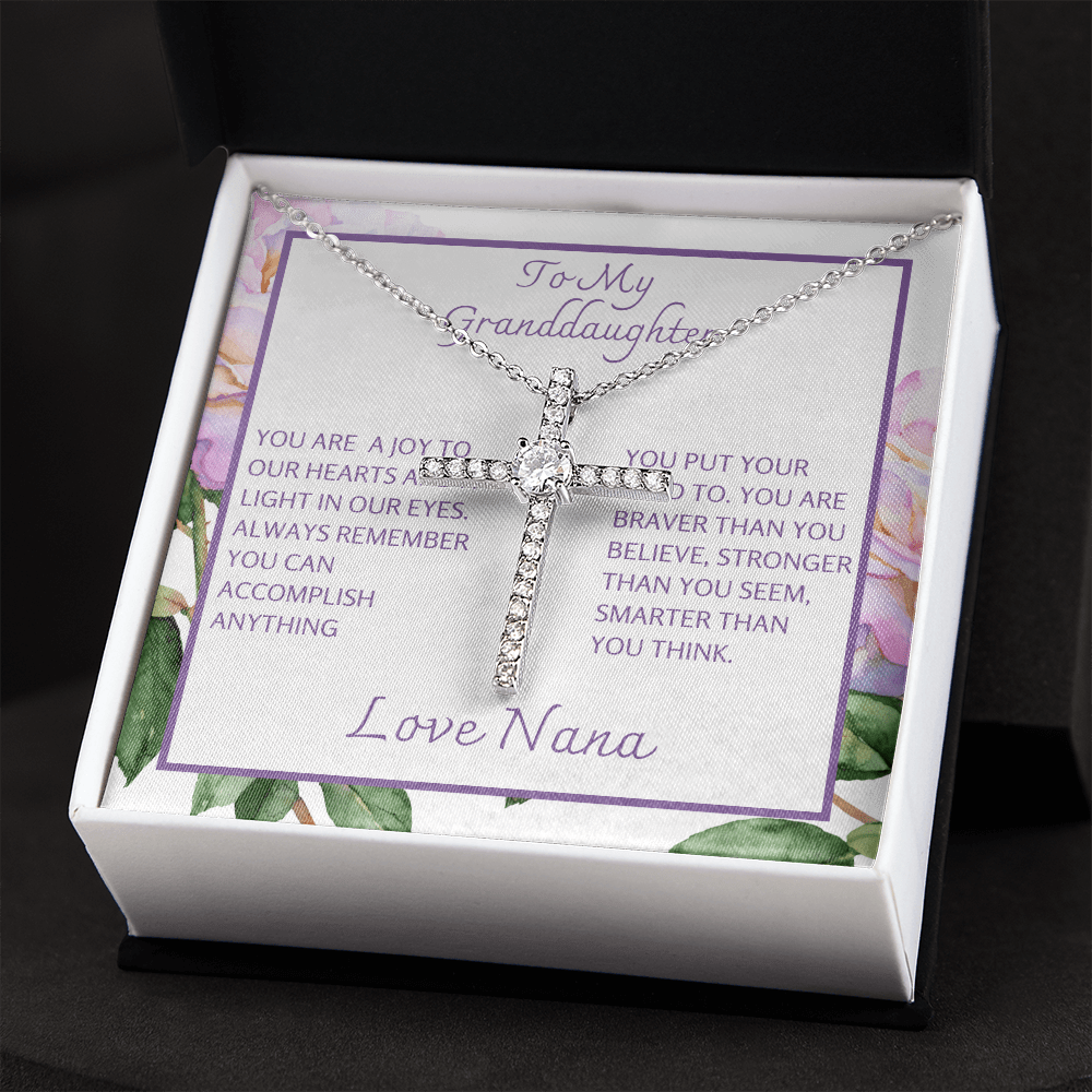 To Granddaughter from Grandma Cross necklace