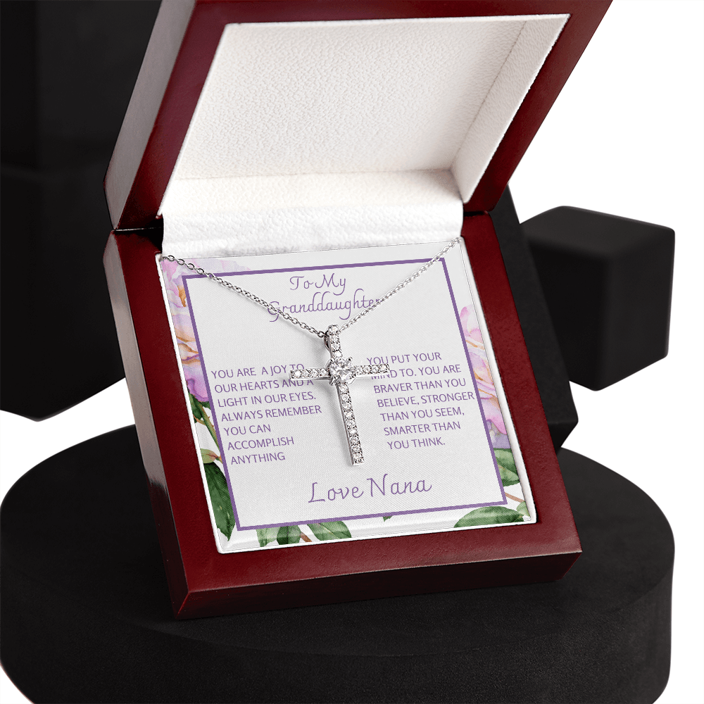 To Granddaughter from Grandma Cross necklace