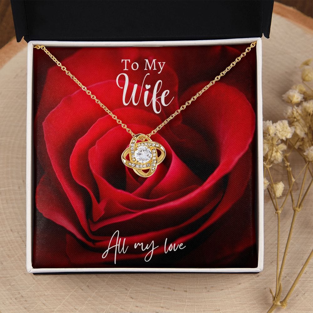 Red Rose Loveknot Necklace -Wife