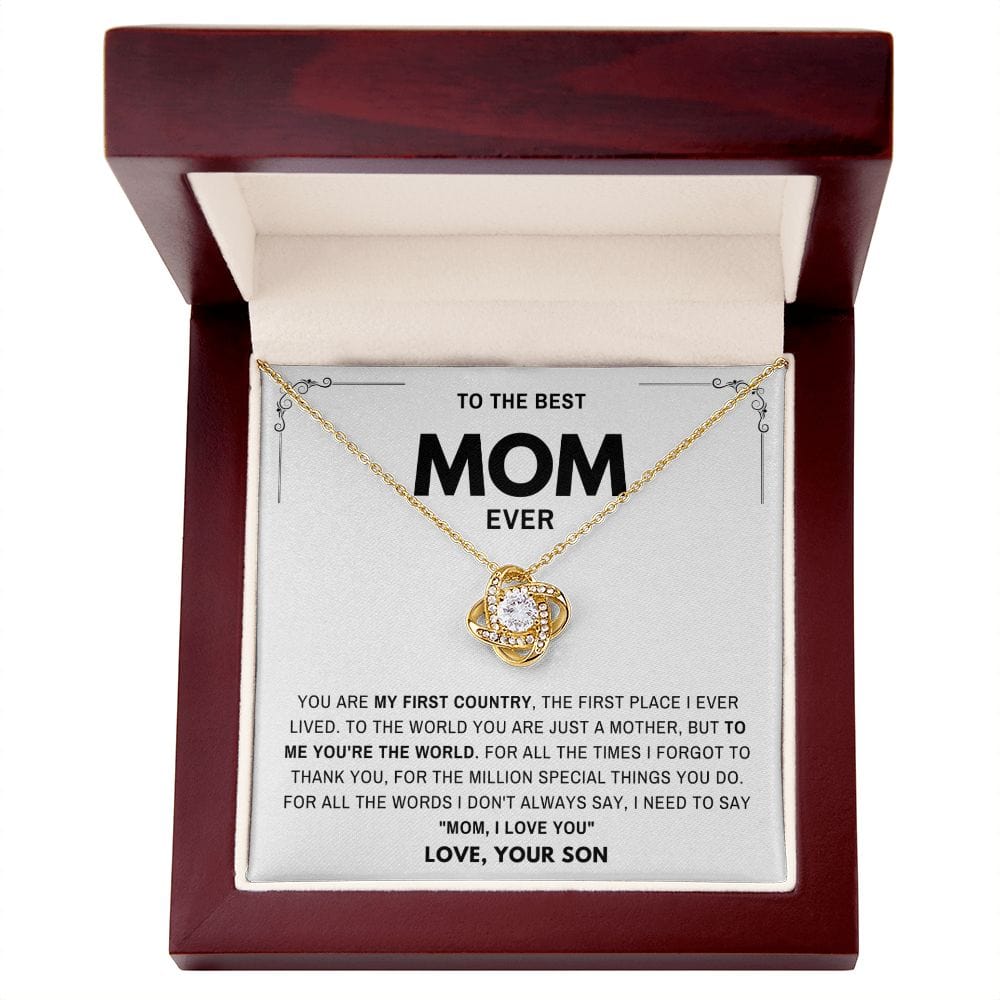 Mom I Love you- Gift for Mother from Son Loveknot Necklace